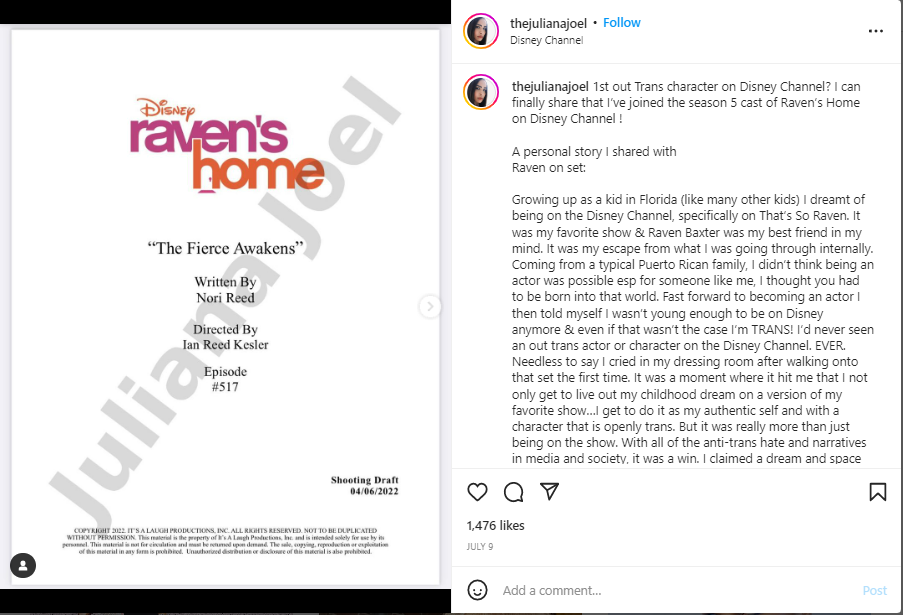 Raven's Home' introduces first trans character in Disney Channel history